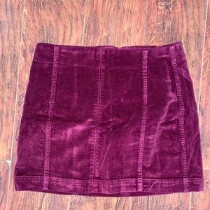 maroon corduroy mini skirt
